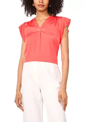 Women's V-Neck Ruffle Sleeve Blouse