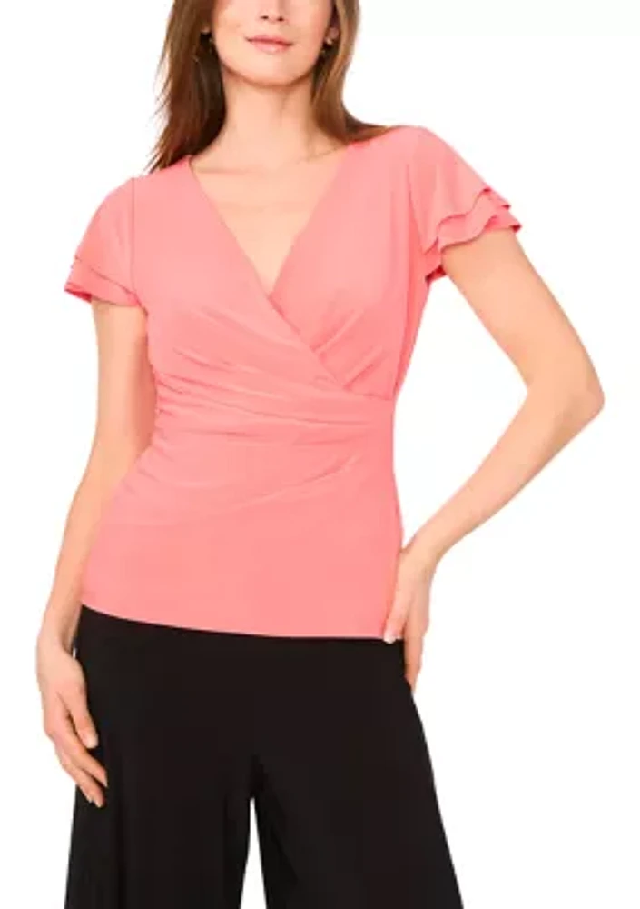 Women's Flutter Sleeve Wrap Top