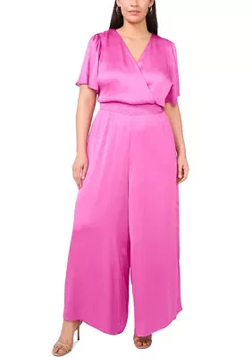 Plus V-Neck Surplice Jumpsuit