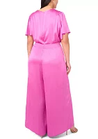 Plus V-Neck Surplice Jumpsuit