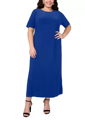 Plus Short Sleeve Crew Neck Maxi Dress