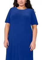 Plus Short Sleeve Crew Neck Maxi Dress