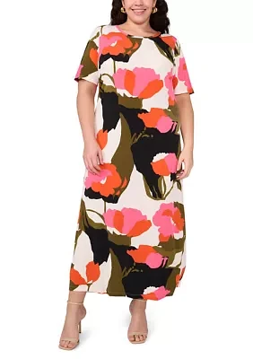 Plus Short Sleeve Crew Maxi Dress