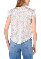 Petite V-Neck Flutter Sleeve Top