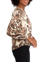 Petite Smocked Detail V-Neck Top
