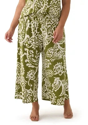 Plus Wide Leg Printed Pants