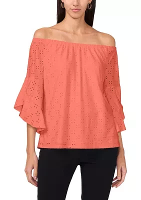 Women's Eyelet Off-the-Shoulder Top