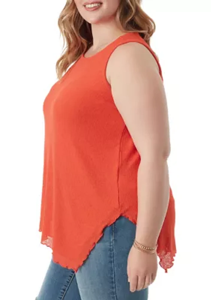 Plus Winsome Asymmetric Hem Tank