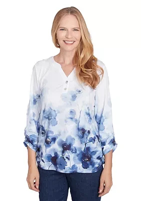 Petite Classics Border Floral Top