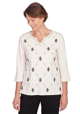 Petite Neutral Territory Heat Set Diamond Top