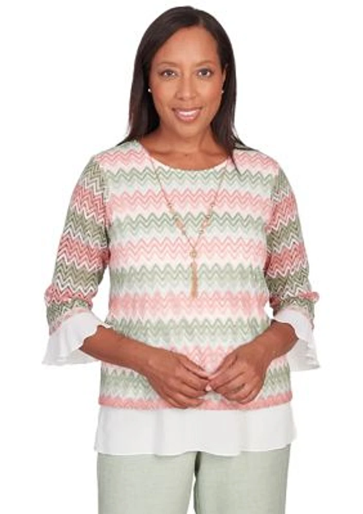 Petite English Garden Zig Zag Textured Top