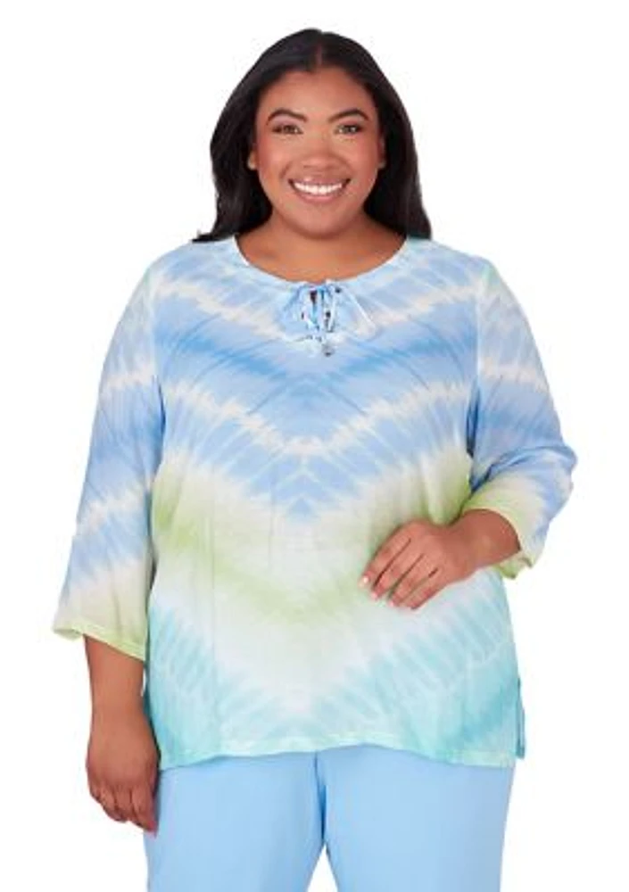Plus Hyannis Port Tie Dye Chevron Top