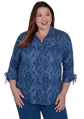 Plus Harvest Moon Medallion Tencel Shirt