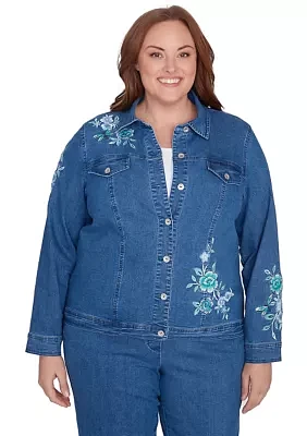 Plus Lake Victoria Embroidered Denim Jacket