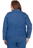 Plus Lake Victoria Embroidered Denim Jacket