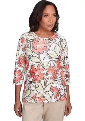 Women's Catalina Island Floral Texture Top