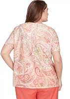 Plus Catalina Island Paisely Texture Top