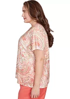 Plus Catalina Island Paisely Texture Top