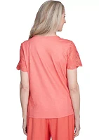 Petite Catalina Island Lace Texture Top