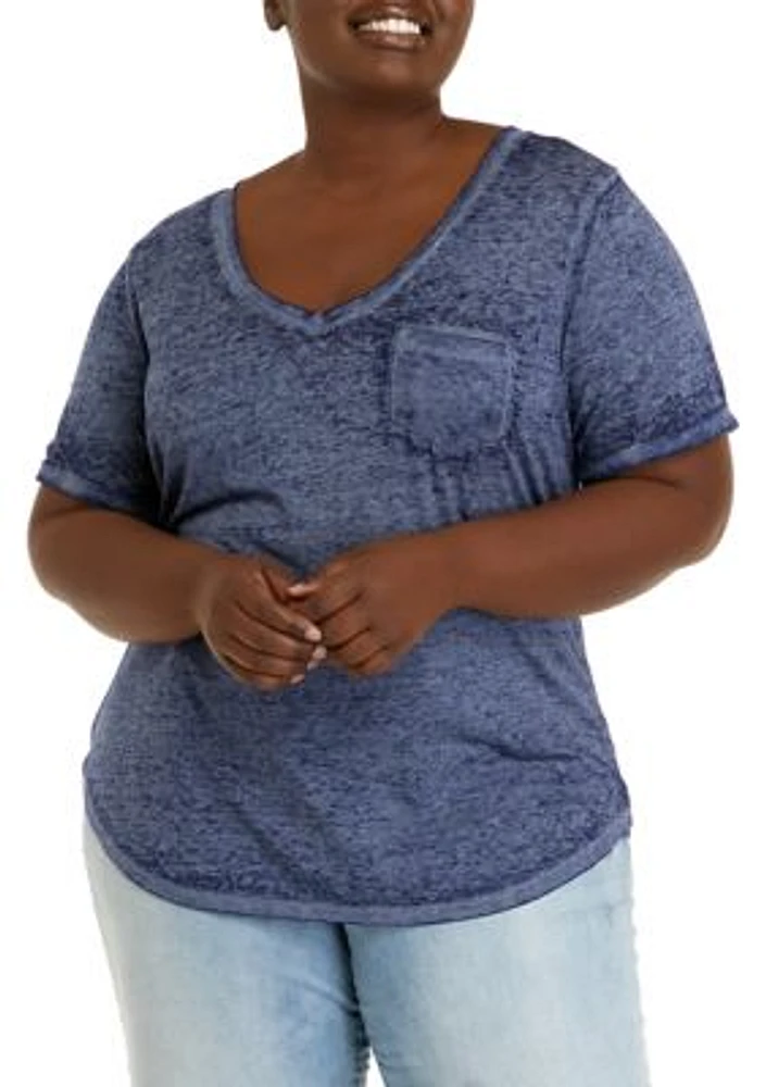 Plus Short Sleeve Burnout T-Shirt