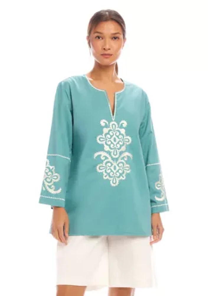 Women's 3/4 Sleeve Embroidered Tunic