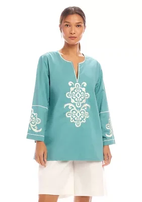 Women's 3/4 Sleeve Embroidered Tunic