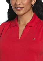 Women's Ribbed Collar Sleeveless Polo Shirt