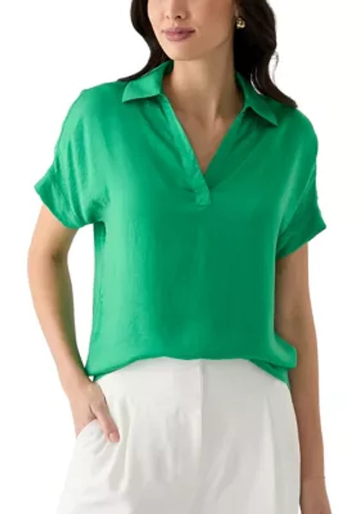 Women's Solid Satin Washed Blouse