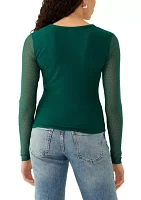 Women's Long Sleeve Sweetheart Neck Top