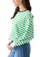 Women's Stripe Drop Shoulder Sleeve Crew Neck Sweatshirt