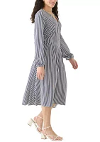 Women's Striped Woven Midi Dress