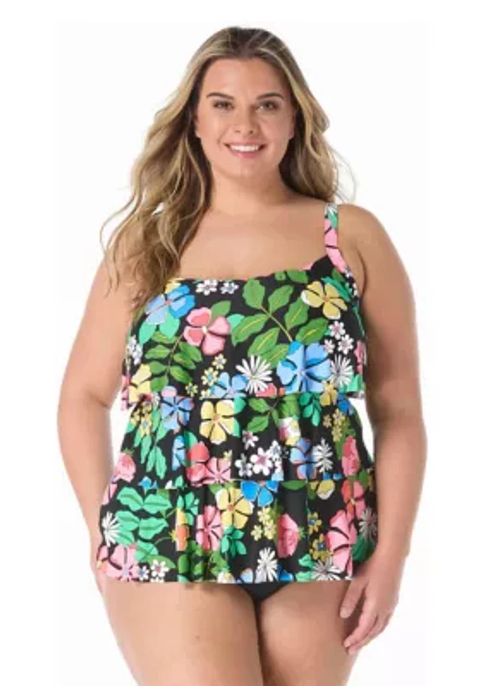 Plus Midnight Garden Tankini Swim Top