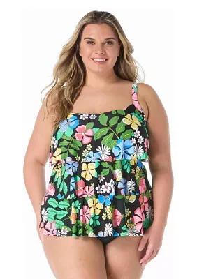 Plus Midnight Garden Tankini Swim Top