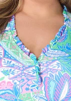 Plus Mosaic Racerback Tankini Swim Top