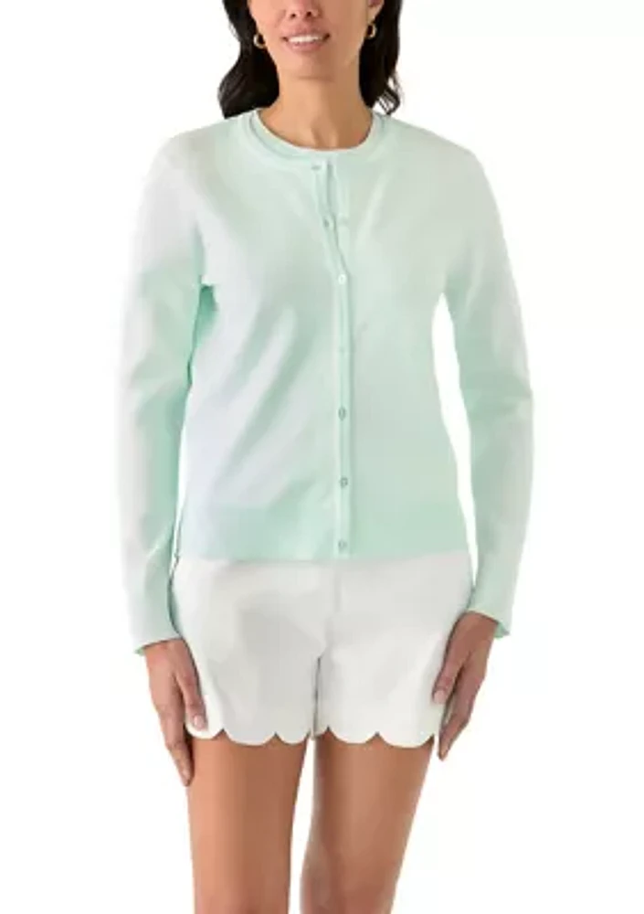Petite Long Sleeve Solid Button Cardigan