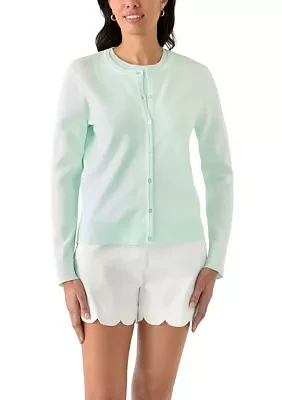 Petite Long Sleeve Solid Button Cardigan