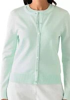 Petite Long Sleeve Solid Button Cardigan