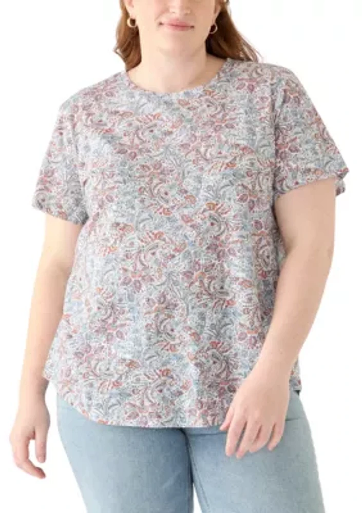 Plus Short Sleeve Slub Crew Neck T-Shirt