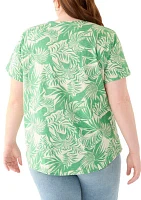 Plus Short Sleeve Slub Crew Neck T-Shirt