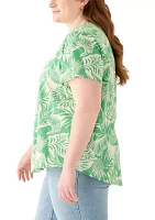 Plus Short Sleeve Slub Crew Neck T-Shirt