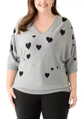 Plus Elbow Sleeve Knit Sweater
