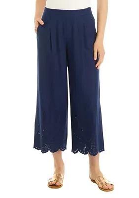 Women's Scallop Hem Wide Leg Pants