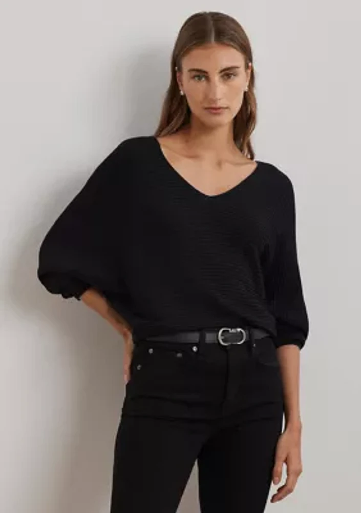Rib Knit Dolman Sleeve Sweater