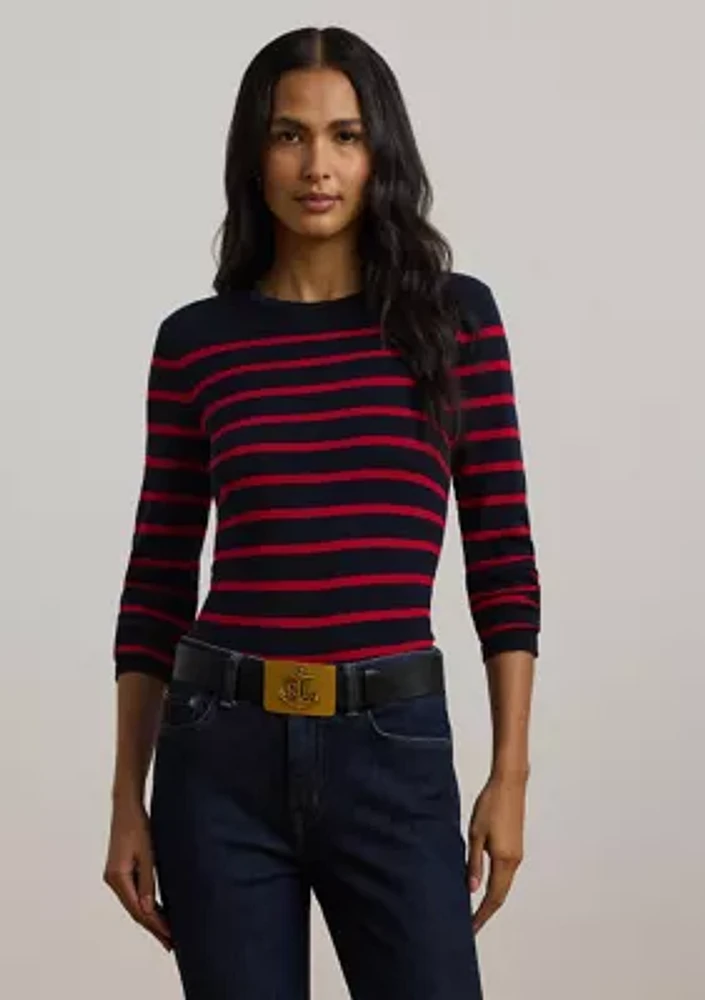 Striped Cotton Blend Sweater