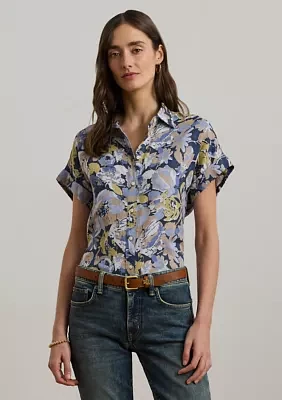 Women's Relaxed Fit Floral Short-Sleeve Shirt