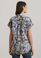 Women's Relaxed Fit Floral Short-Sleeve Shirt