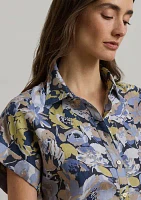 Women's Relaxed Fit Floral Short-Sleeve Shirt