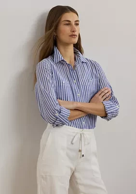 Women's Relaxed Fit Voile Roll-Tab-Sleeve Shirt