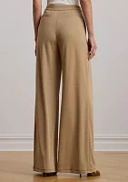 Petite Pleated Stretch Jersey Wide-Leg Pants