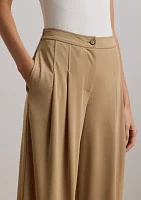 Petite Pleated Stretch Jersey Wide-Leg Pants